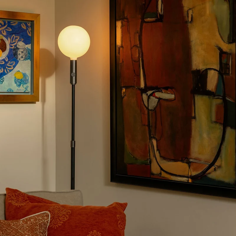 Poise Adjustable Floor Lamp in Graphite + Sphere V