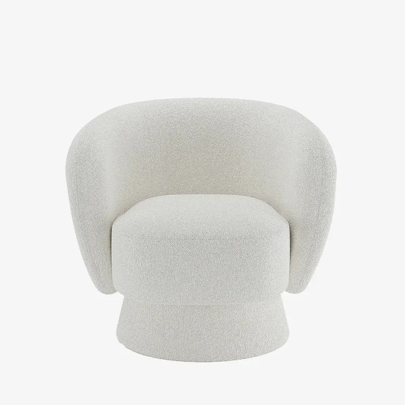 Fauteuil bouclette pivotant blanc Salma