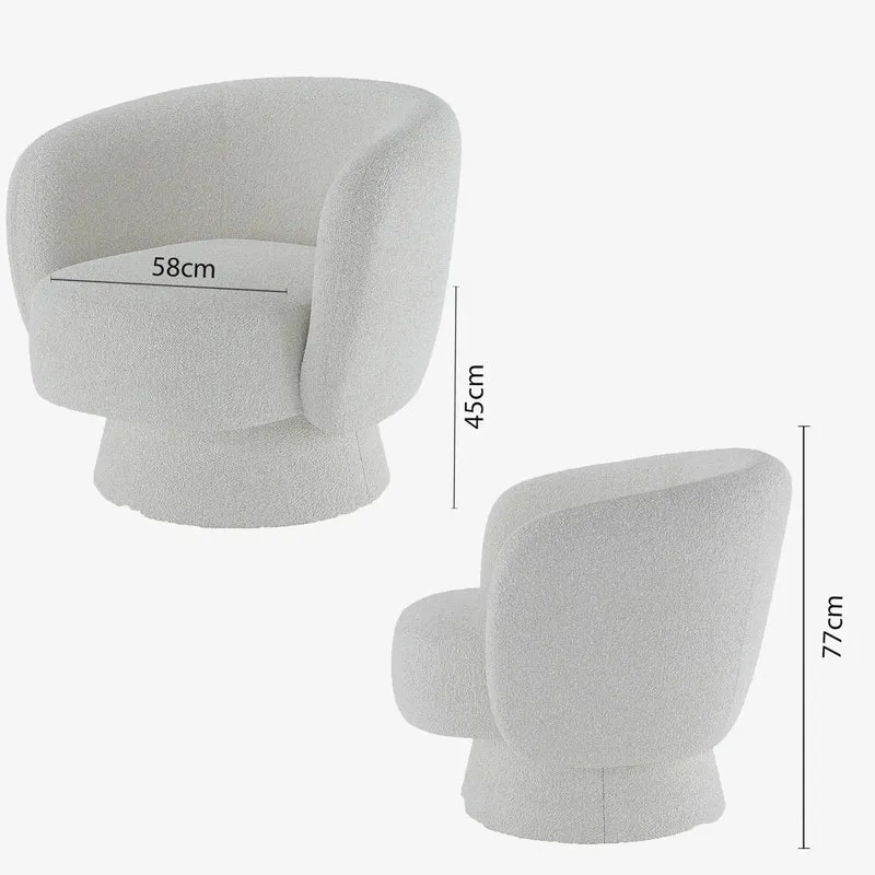 Fauteuil bouclette pivotant blanc Salma