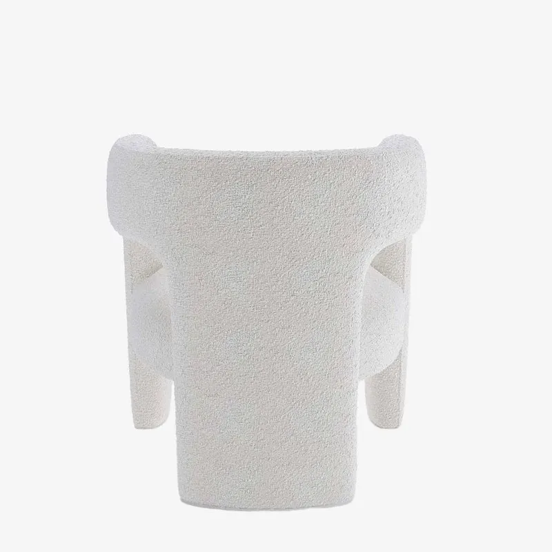 Fauteuil de salle à manger en bouclette blanche