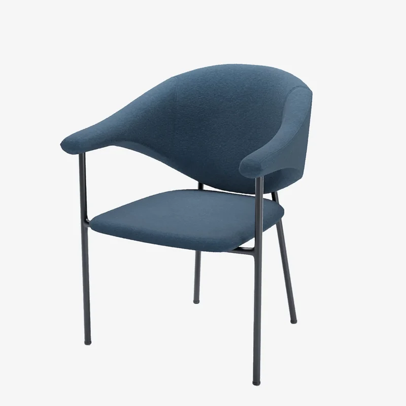 Lot de 2 chaises avec accoudoir design en velours bleu Jeanne