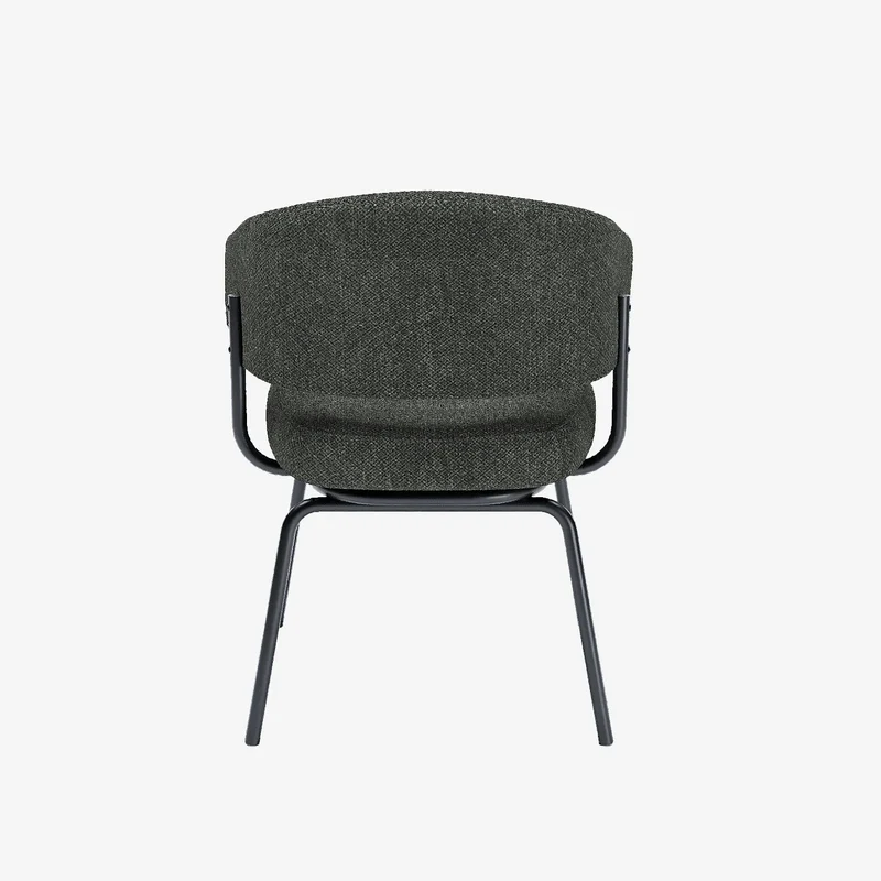 Lot de 2 chaises avec accoudoir tendance en tissu chenille gris-anthracite Silva