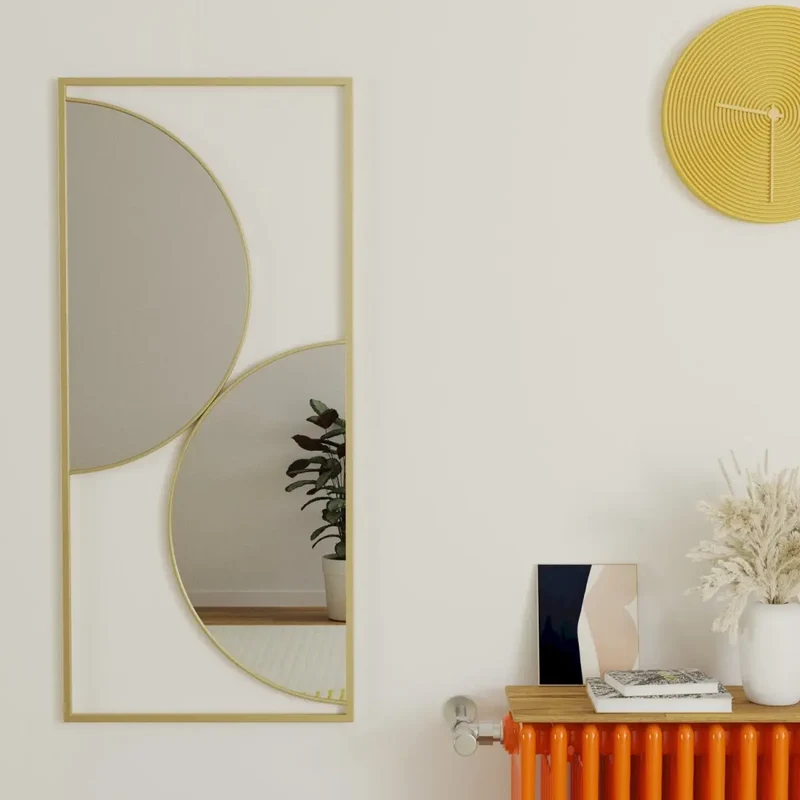 Miroir mural en métal couleur or