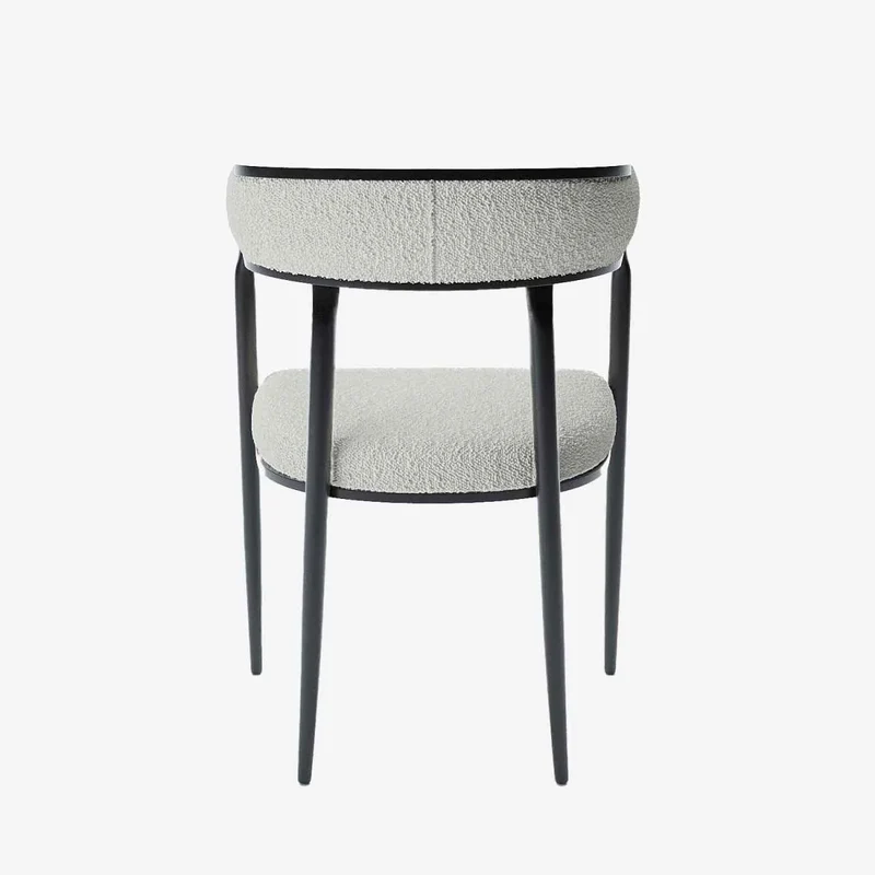 Chaise de salle manger design dossier arrondi bouclette blanche Aurore