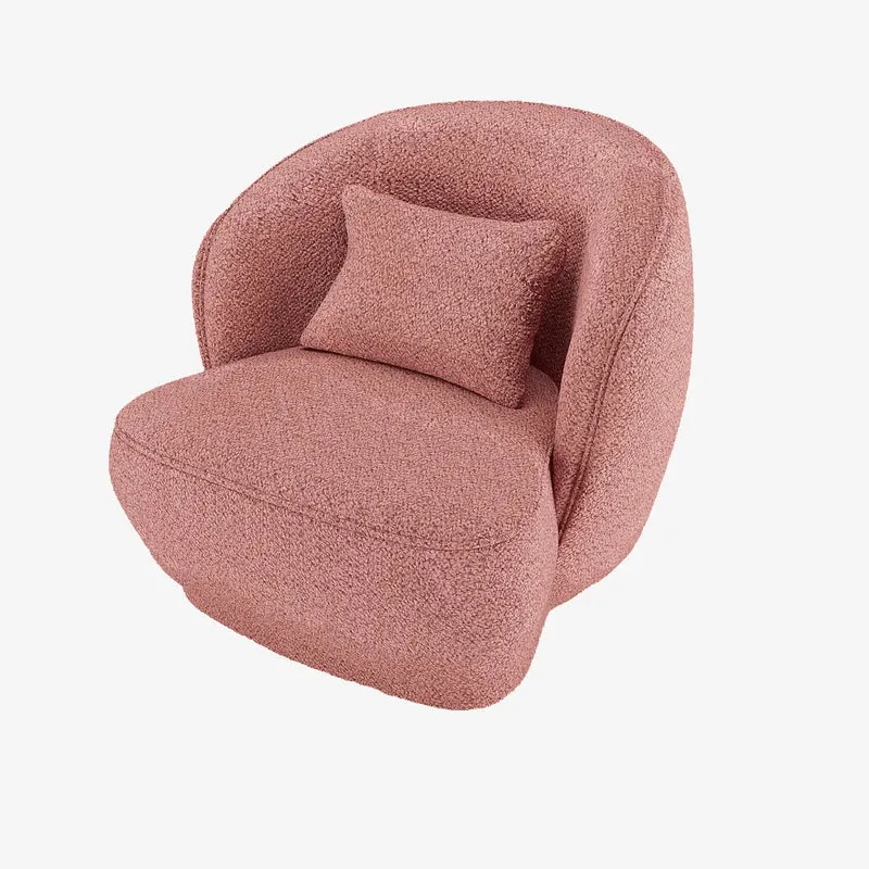 Fauteuil design boucl rose Pablo