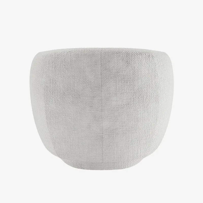 Fauteuil design demi-tonneau tissu chenille blanc Victoria
