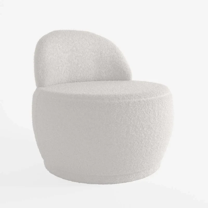 Fauteuil écru en tissu effet laine bouclée