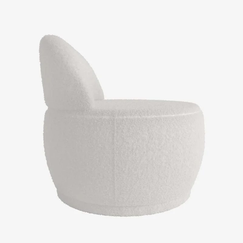 Fauteuil écru en tissu effet laine bouclée