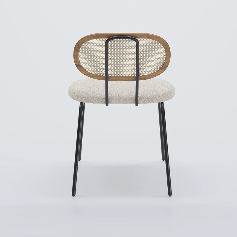 Lot de 2 chaises cannage et tissu boucl blanc Gabrielle