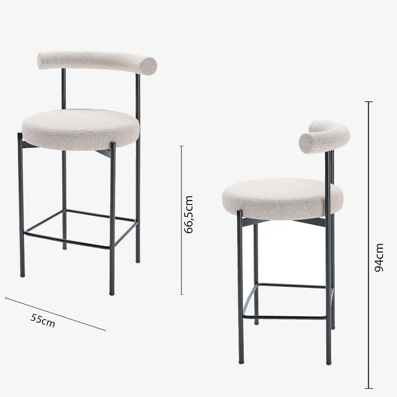 Lot de 2 chaises de bar velours cr me Charlotte