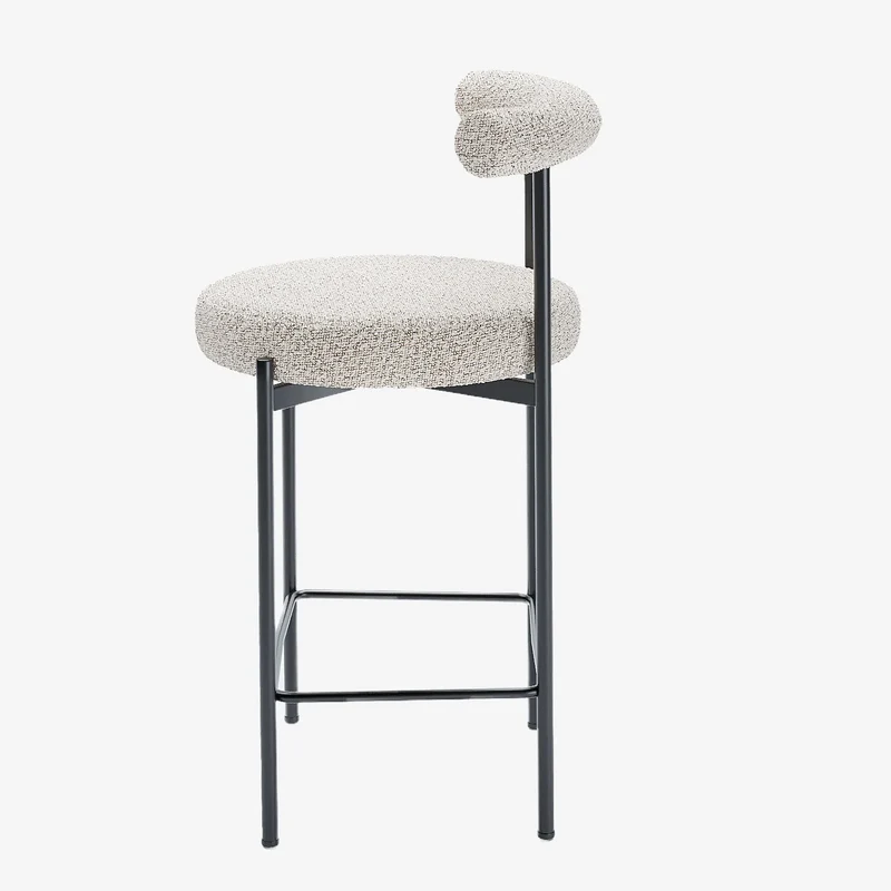 Lot de 2 chaises de bar bouclette grise et blanche Charlotte