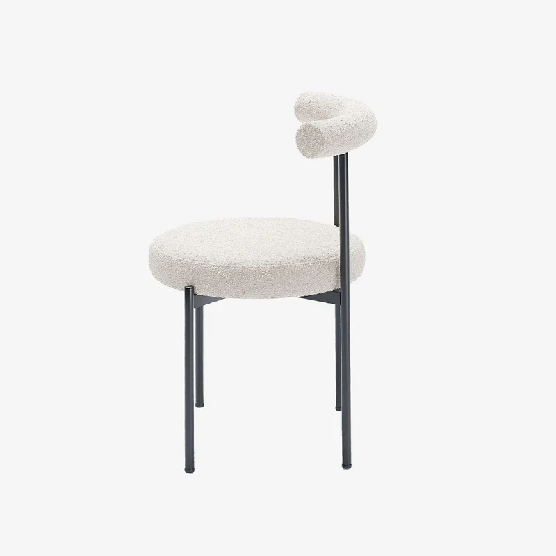 Lot de 2 chaises de salle manger design moderne, bouclette blanche Julia
