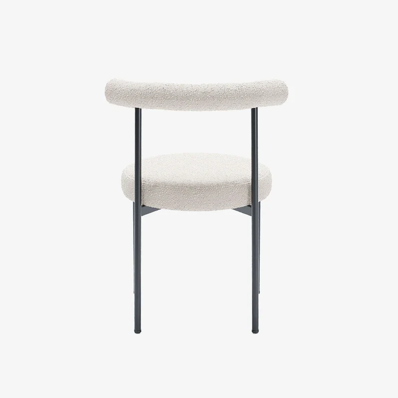 Lot de 2 chaises de salle manger design moderne, bouclette blanche Julia
