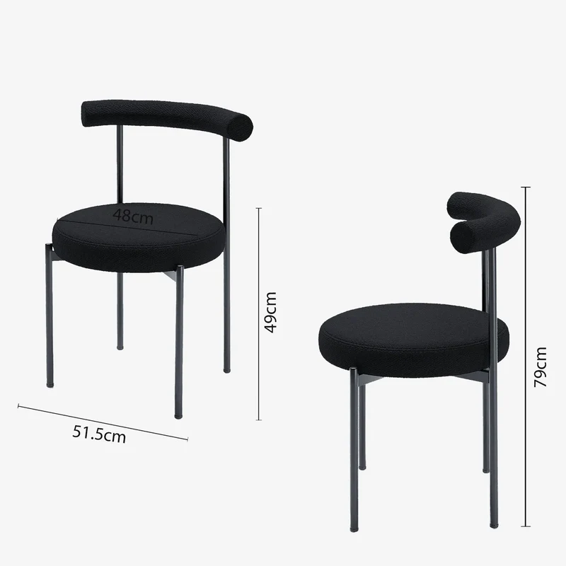 Lot de 2 chaises de salle manger design moderne, bouclette grise anthracite Julia