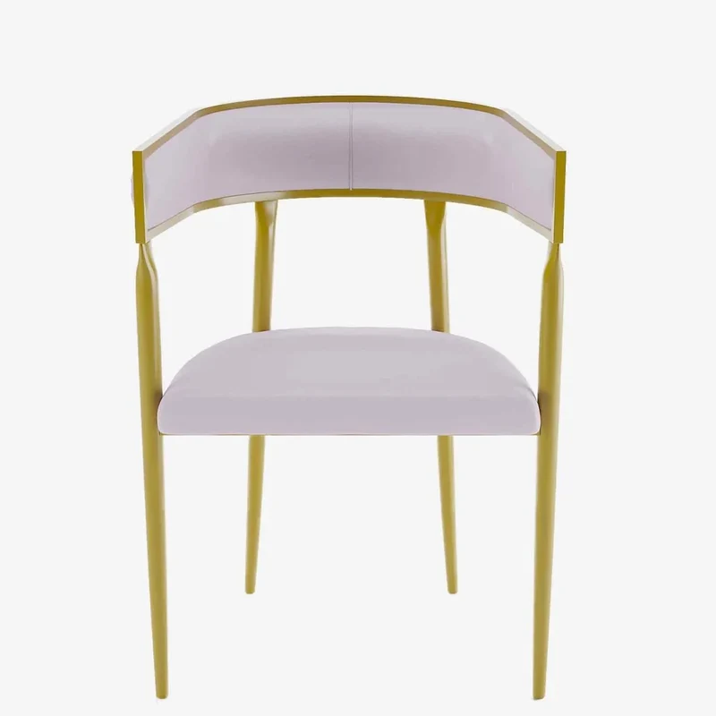 Chaise de salle manger design dossier arrondi velours rose p le Aurore