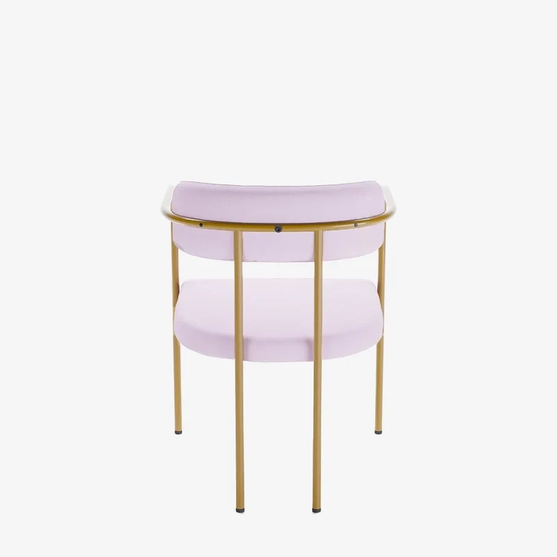 Chaise de salle manger tapiss e avec accoudoirs velours rose clair Barbara