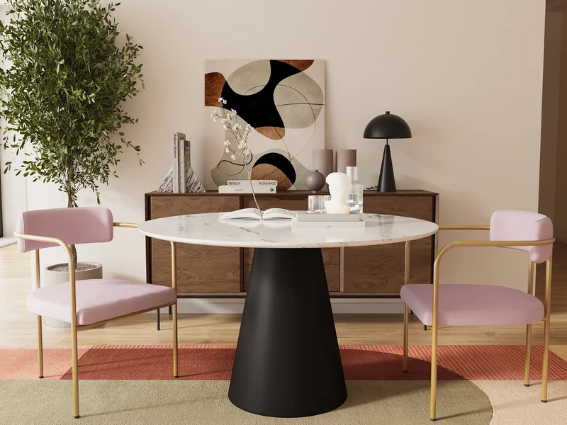 Chaise de salle manger tapiss e avec accoudoirs velours rose clair Barbara
