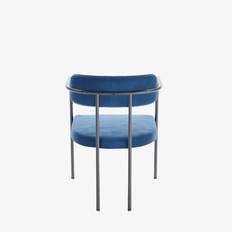 Chaise de salle manger tapiss e avec accoudoirs, velours bleu, Barbara