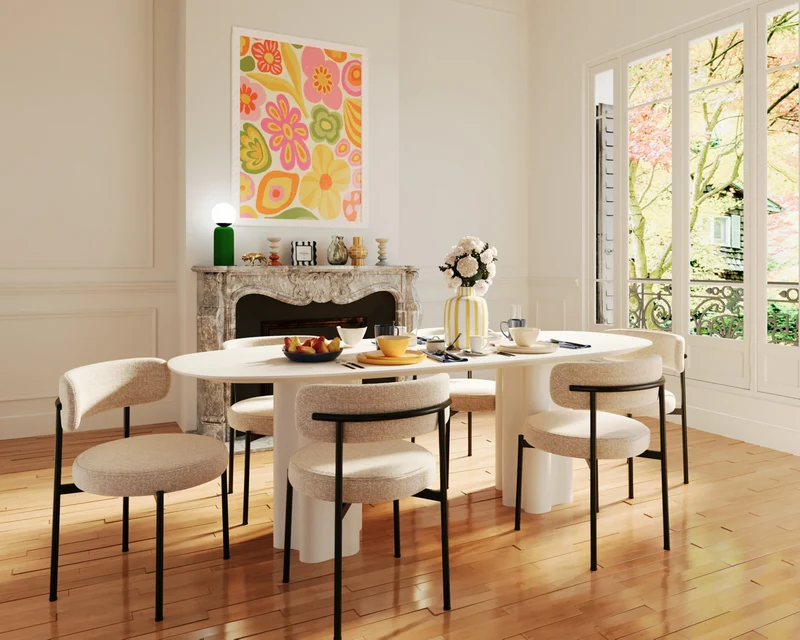 Lot de 2 chaises de salle manger design moderne, velours cr me Julia