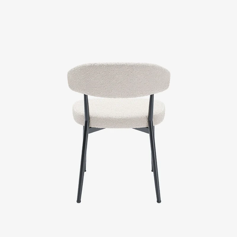 Lot de 2 chaises de salle manger en tissu bouclette blanche & m tal noir Mona