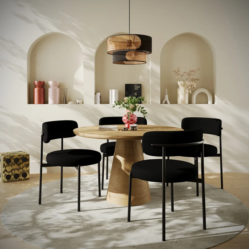 Lot de 2 chaises de table bouclette grise anthracite Scarlett
