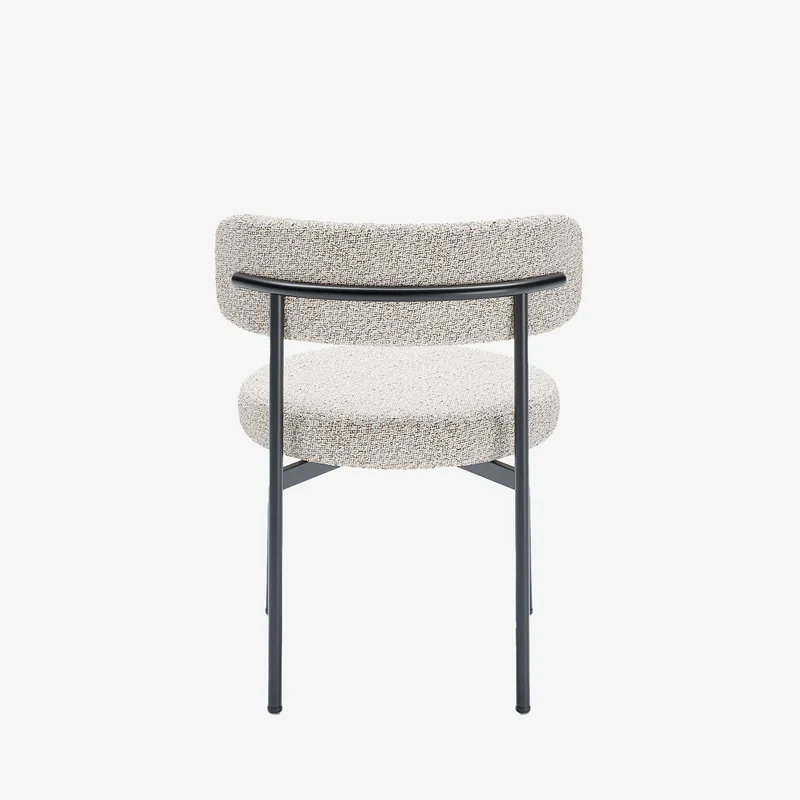 Lot de 2 chaises de table bouclette grise et blanche Scarlett