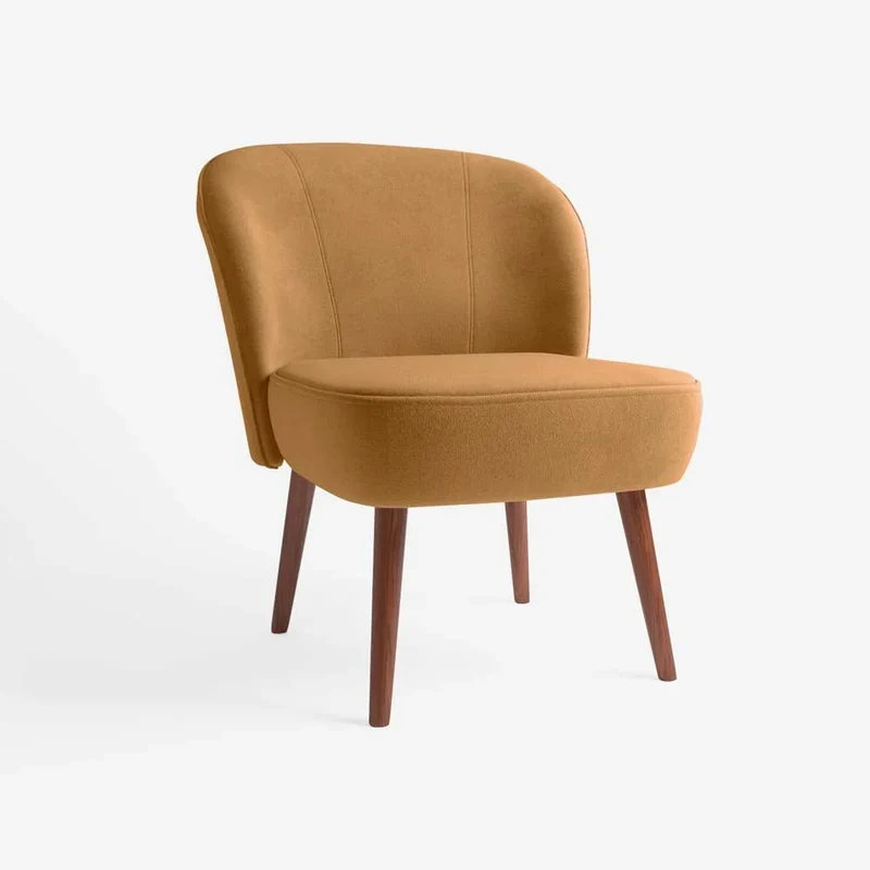 Petit fauteuil de salon en velours camel