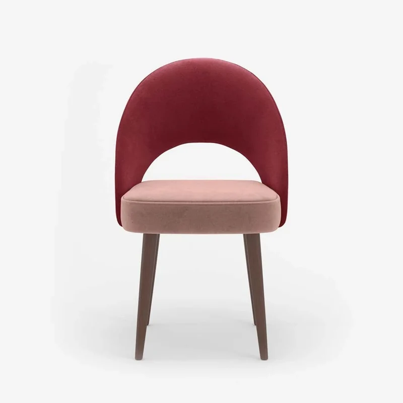 Chaise en velours bicolore rouge et rose