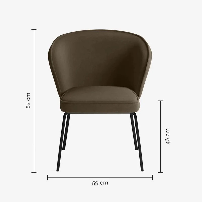 Chaise en velours brun foncé
