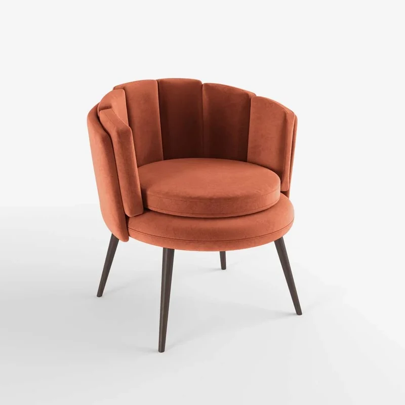 Fauteuil en velours ocre