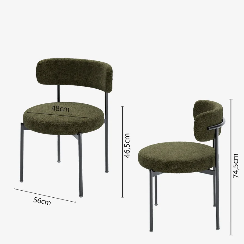 Lot de 2 chaises de table velours vert Scarlett
