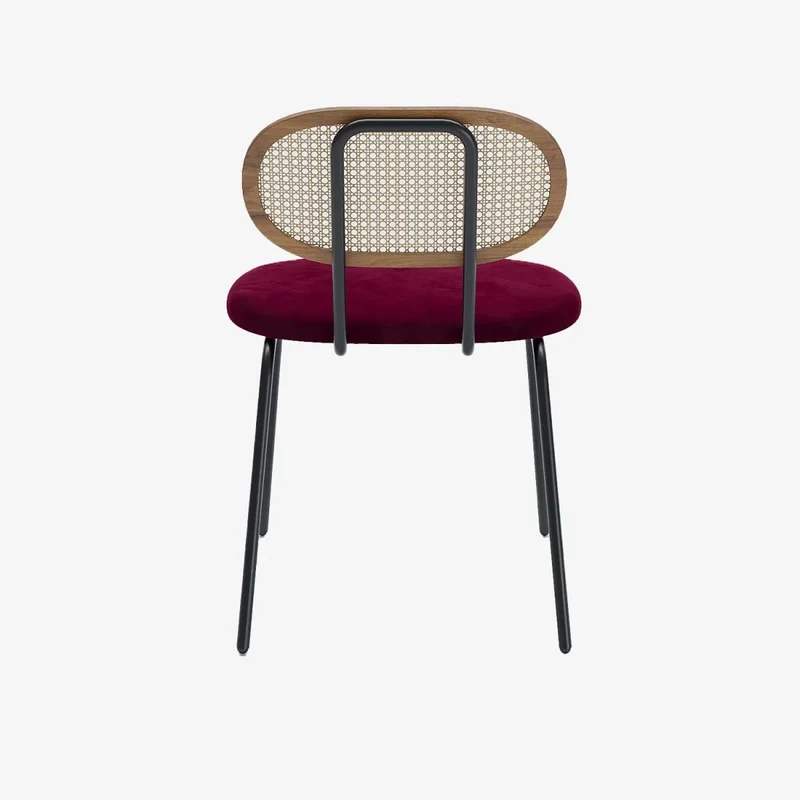 Lot de 2 chaises en rotin et velours bordeaux Gabrielle