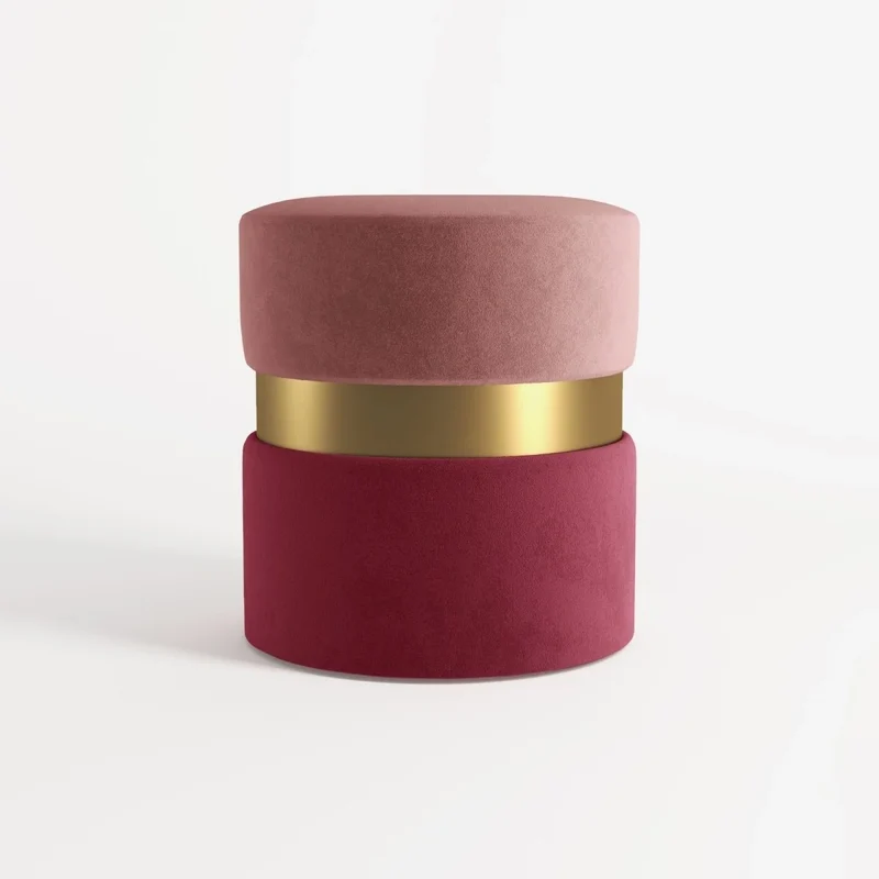 Pouf contemporain, bicolore rouge