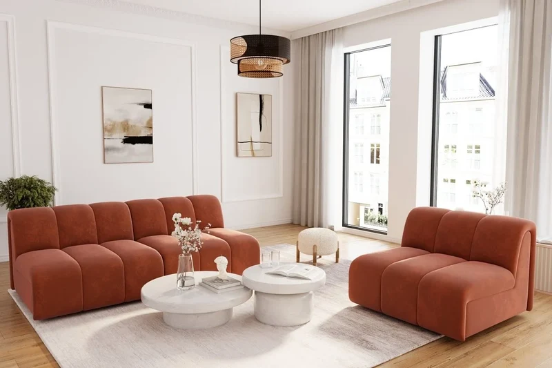 Chauffeuse d angle pour canap modulable en velours ocre H l ne