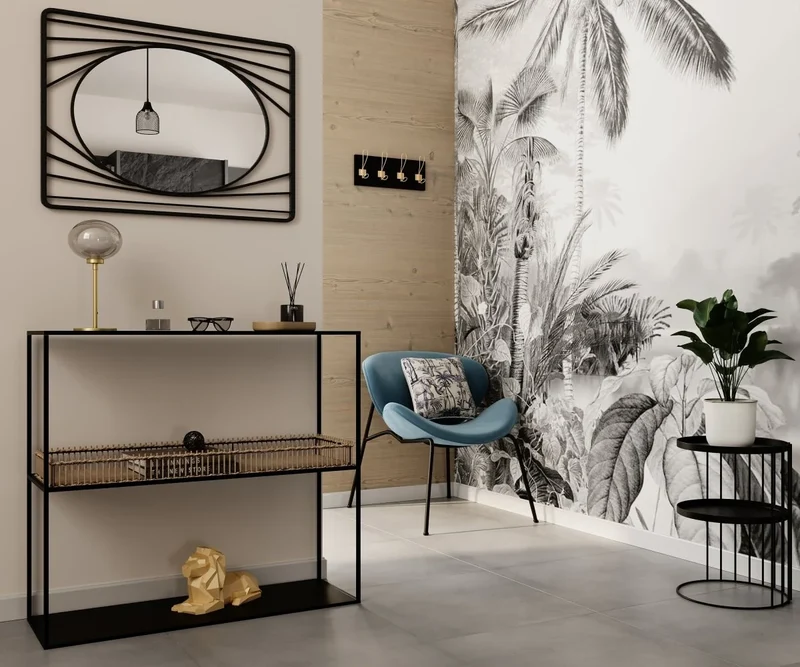 Console en m tal et bambou