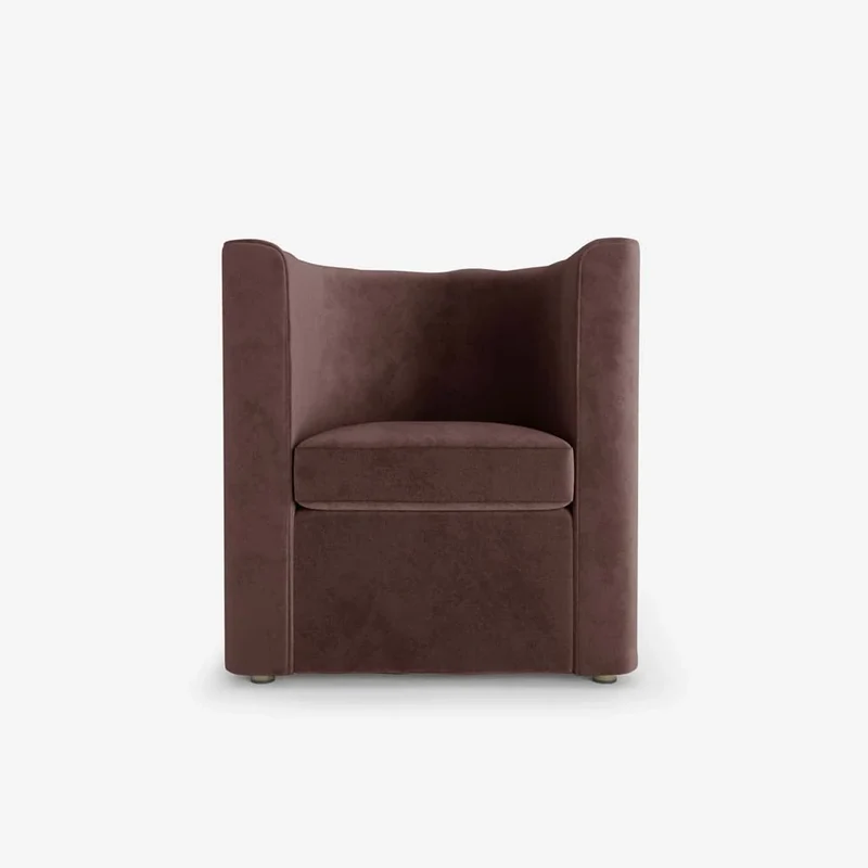 Fauteuil vintage en velours marron