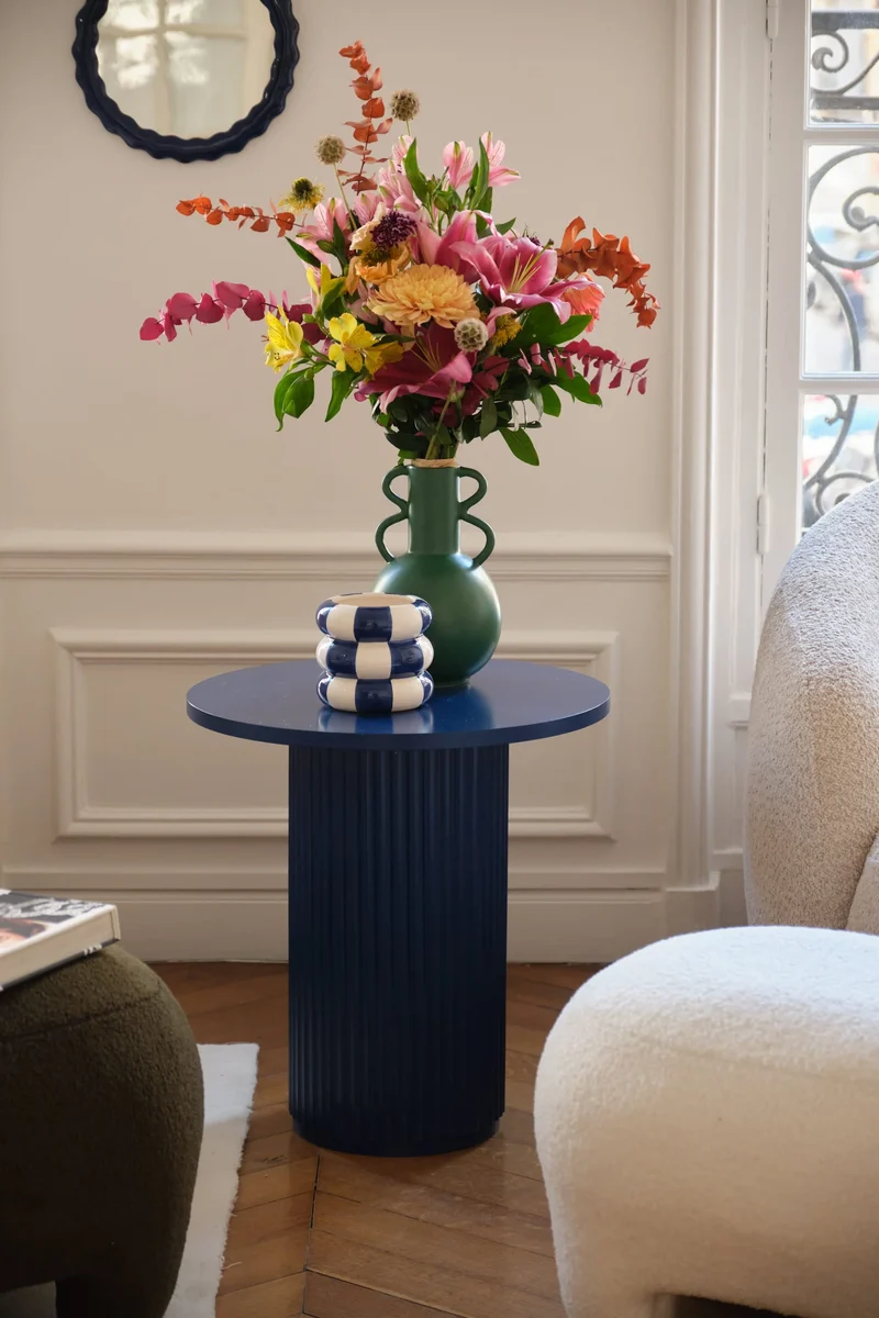 Berlin - Cache-pot de fleurs bou e ray bleu en c ramique