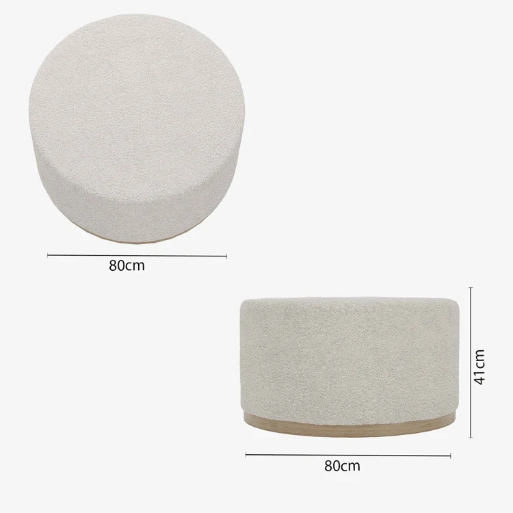Grand pouf rond ottoman en bouclette