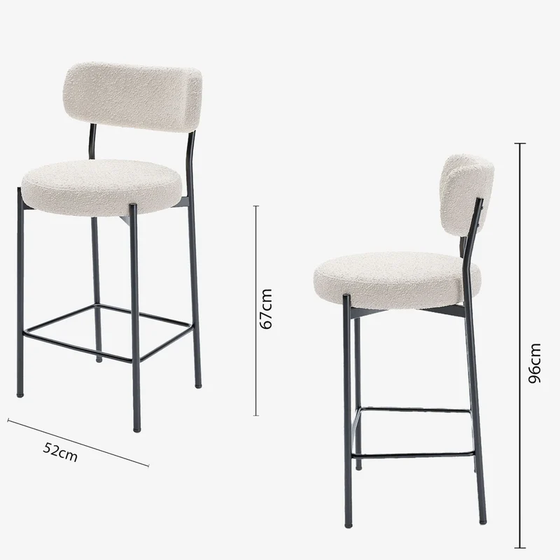 Lot de 2 fauteuils de bar bouclette blanche Lili