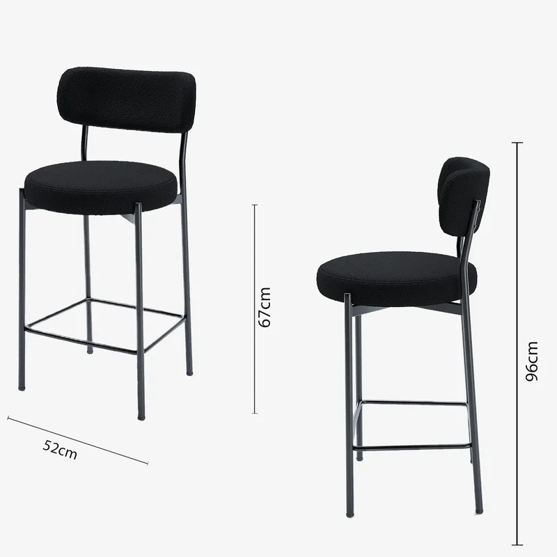 Lot de 2 fauteuils de bar bouclette grise anthracite Lili