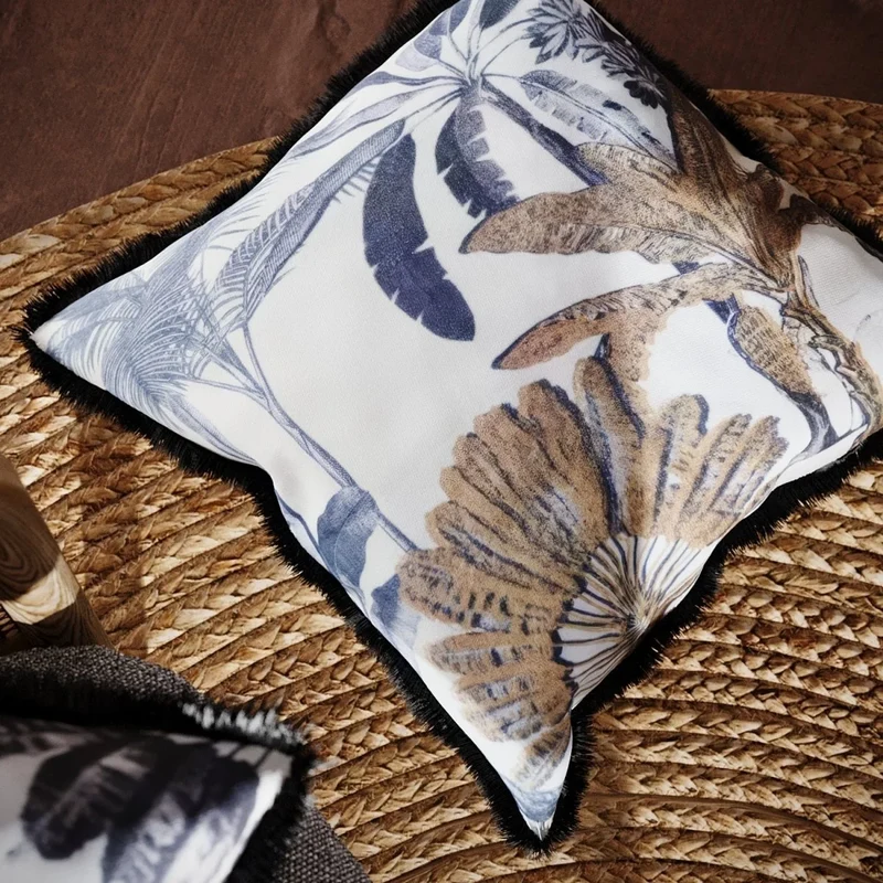 Coussin carr imprim tropical, Palmiers