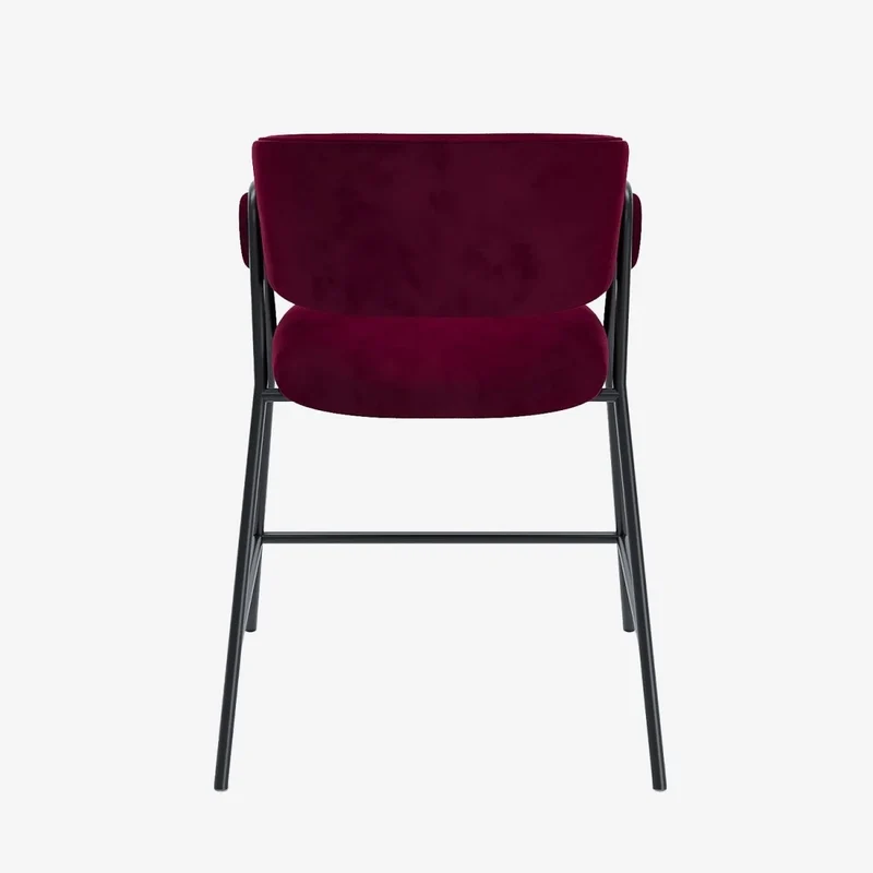 Lot de 2 tabourets de bar avec dossier, velours bordeaux Bonnie