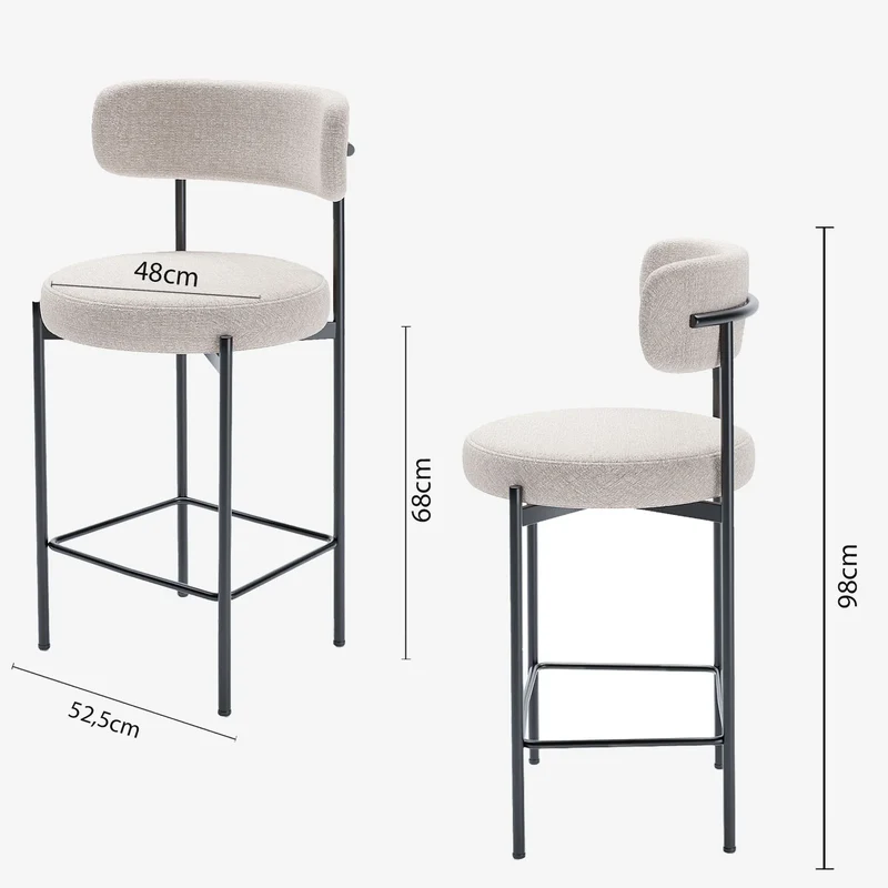 Lot de 2 tabourets de bar velours cr me Agathe