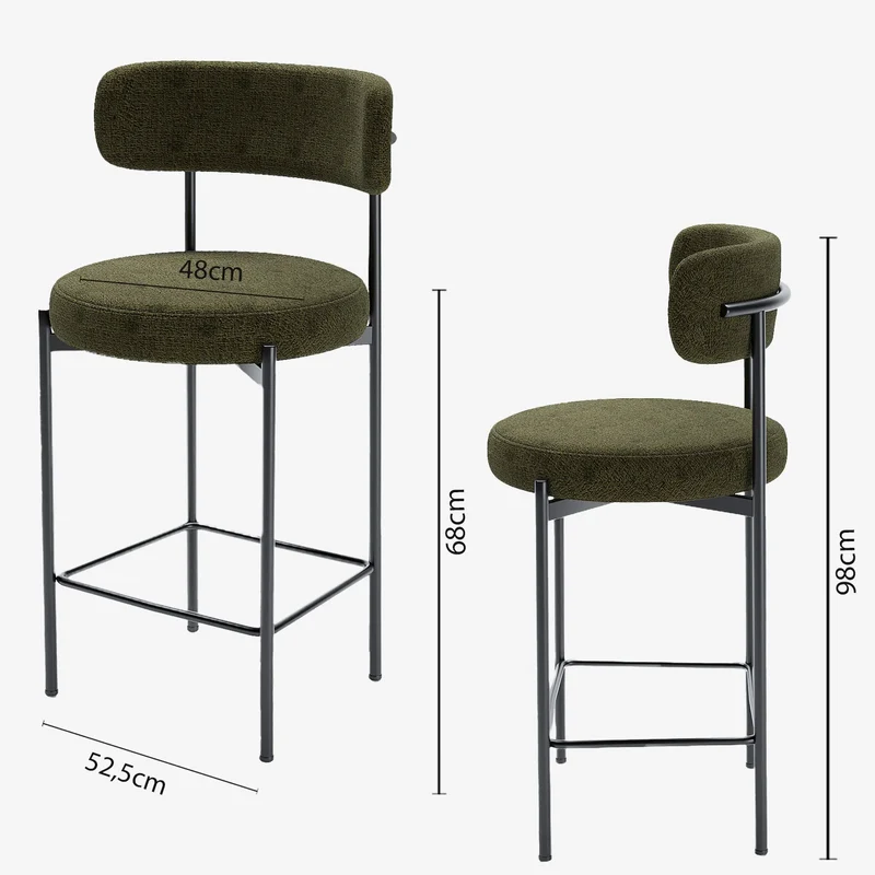 Lot de 2 tabourets de bar velours vert Agathe