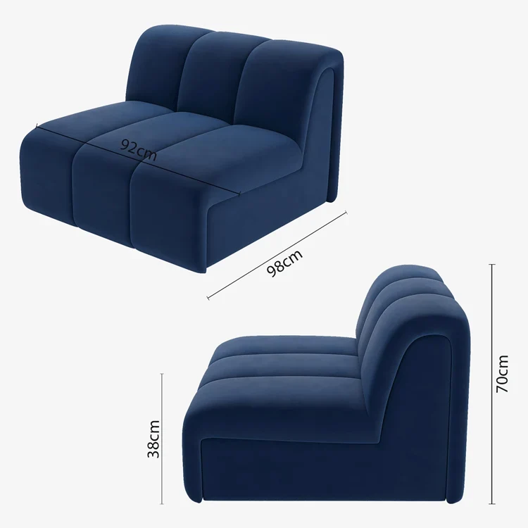 Canap modulable en velours bleu marine H l ne