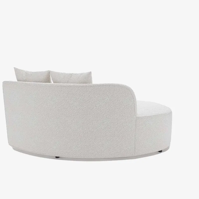Canap sectionnel incurv 3-4 places en tissu boucl blanc Alba