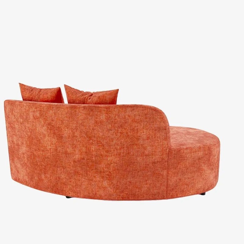 Canap sectionnel incurv 3-4 places en velours ocre Alba