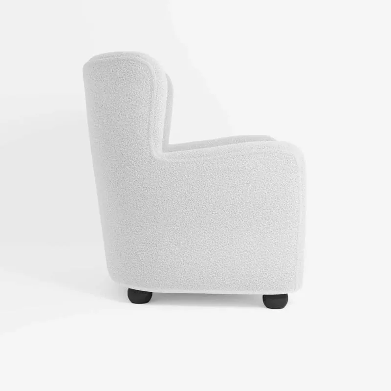 Fauteuil blanc effet laine boucl e