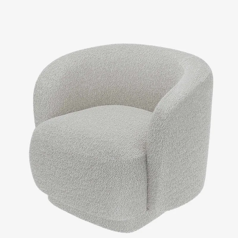 Fauteuil bouclette couleur gris-cr me Victoria
