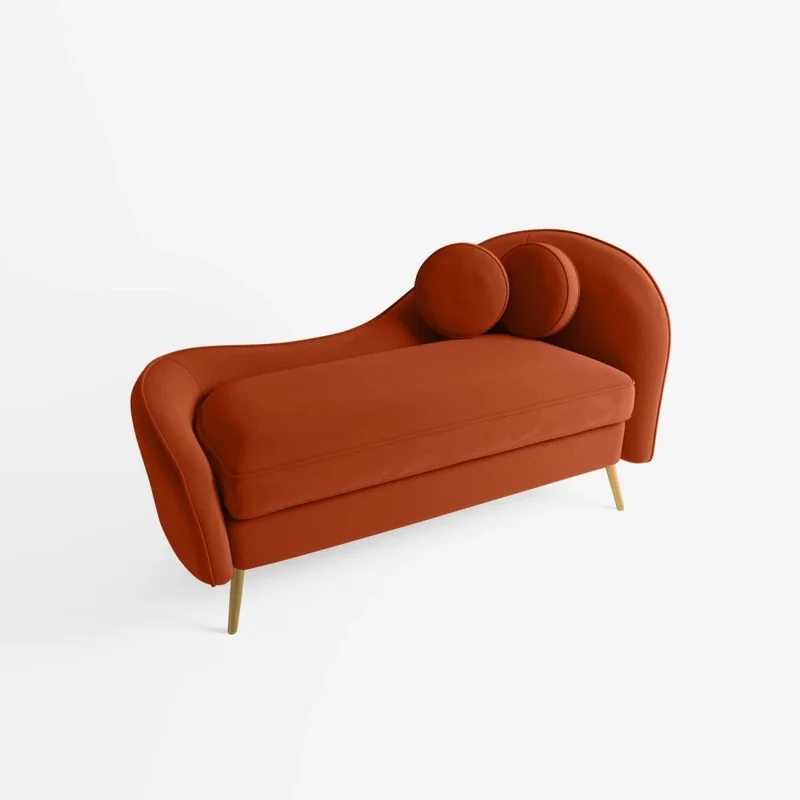 M ridienne en velours ocre et pieds dor s